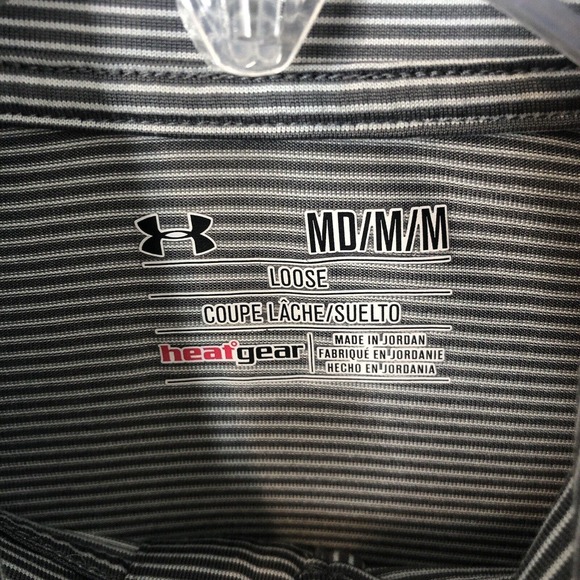 Under Armour Gray Stripe Tech Heat Gear 1/4 Zip Long Sleeve Athletic Pullover M - Picture 3 of 6
